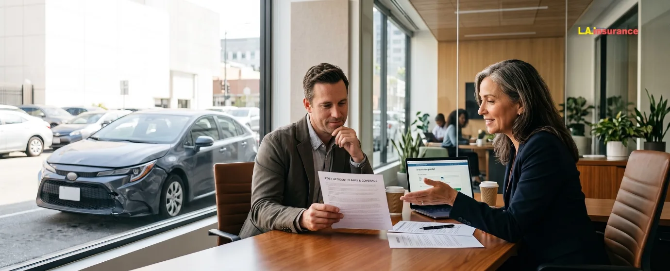 Can I Get Car Insurance After an Accident? Insurance agent helping a driver explore car insurance options after a vehicle accident during a policy consultation.