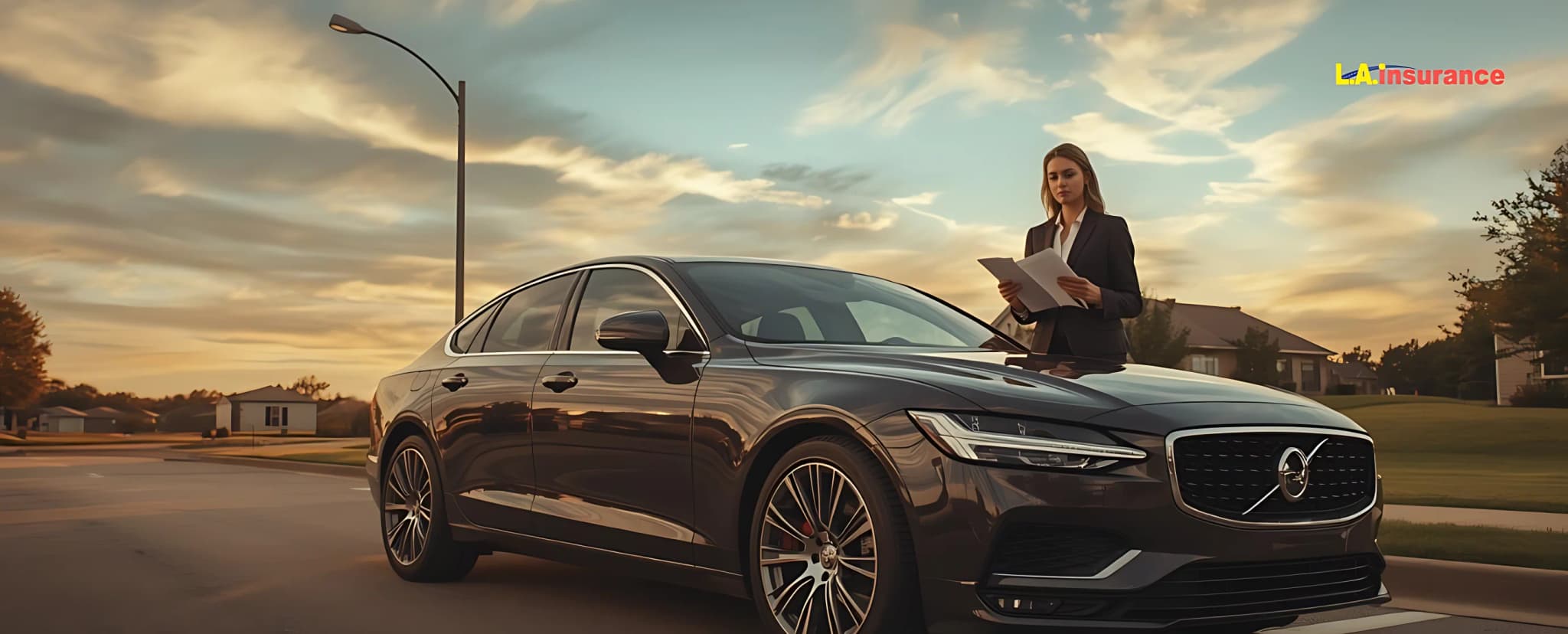 Moved to Texas and Your Car Insurance Doubled? Here’s Why and How to Fix It Woman reviewing car insurance documents beside her sedan in a suburban neighborhood after moving to Texas